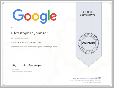Google Foundations of Cybersecurity Certificate